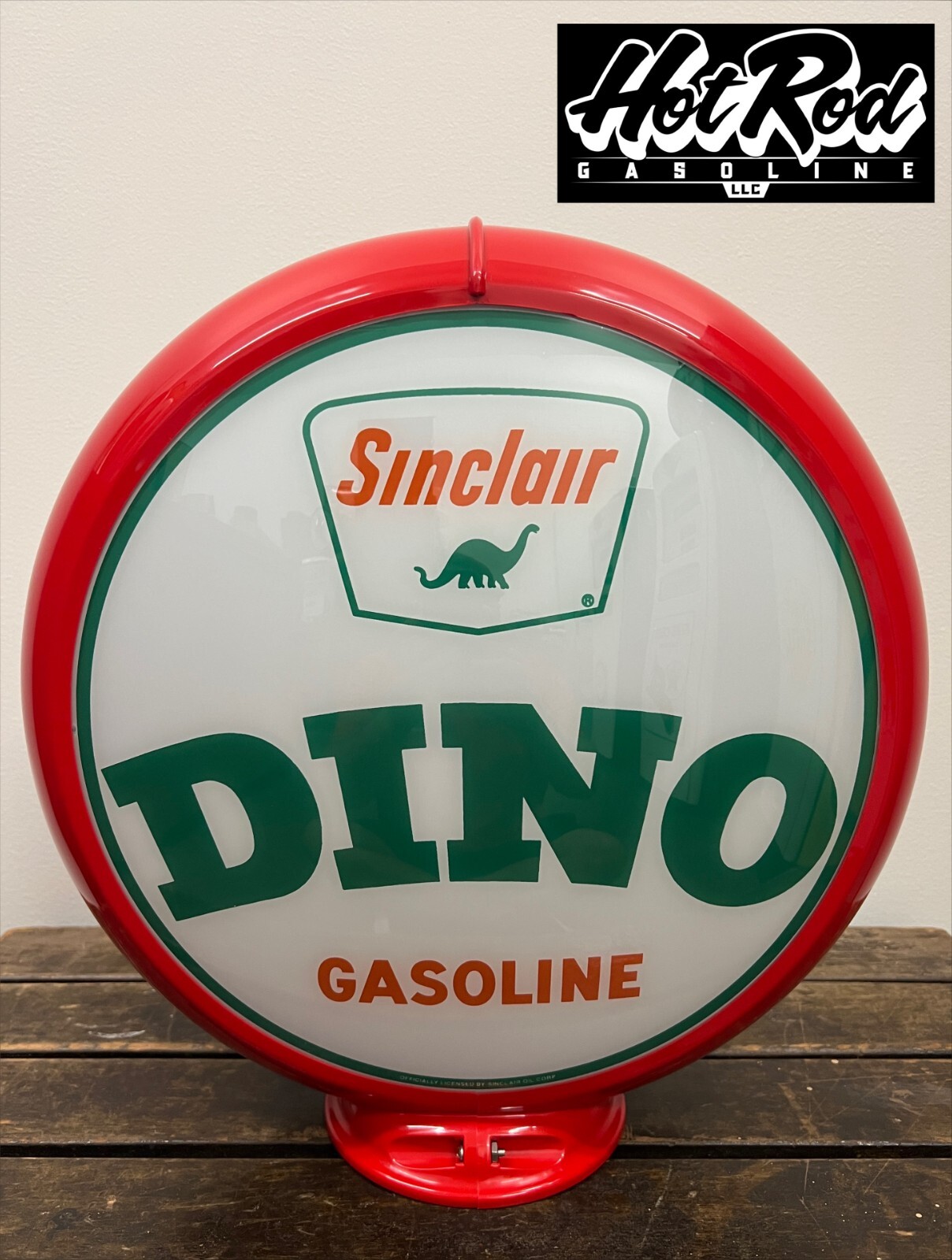 SINCLAIR DINO Reproduction 13.5" Gas Pump Globe - (Red Body)