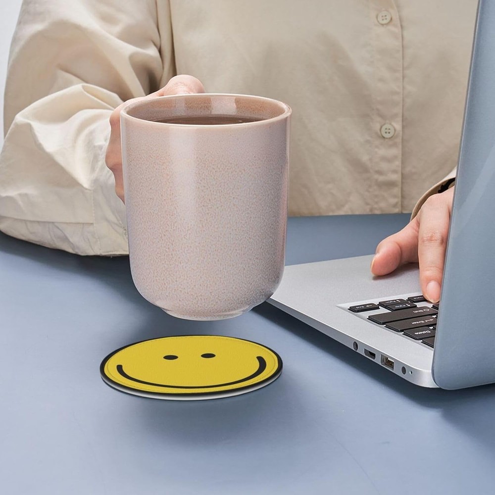 Smiley Face Coasters Set 6 for Drinks Happy One Size,