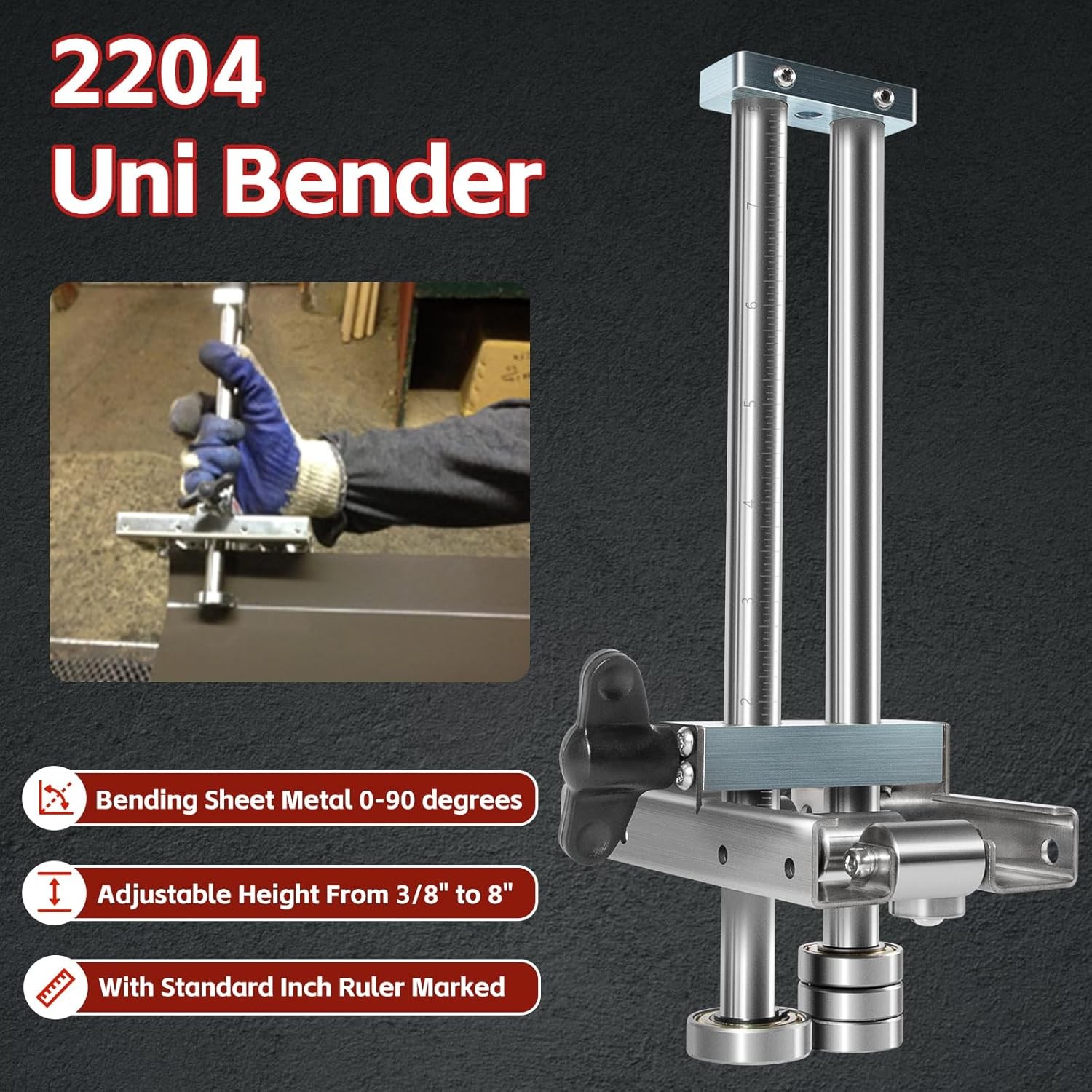 Adjustable Sheet Metal Bending Tool 2204 Uni Bender Bending Height From 3/8"-8"