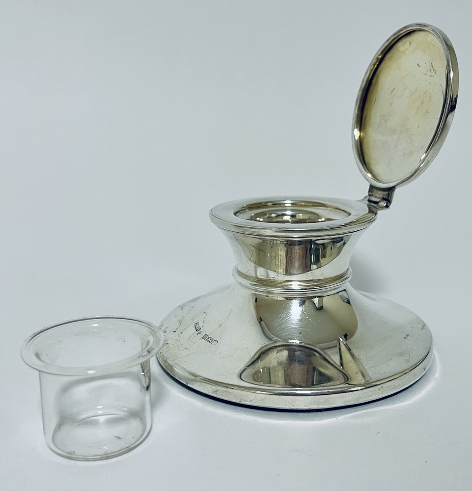 Solid Sterling Silver Capstan Inkwell with Liner