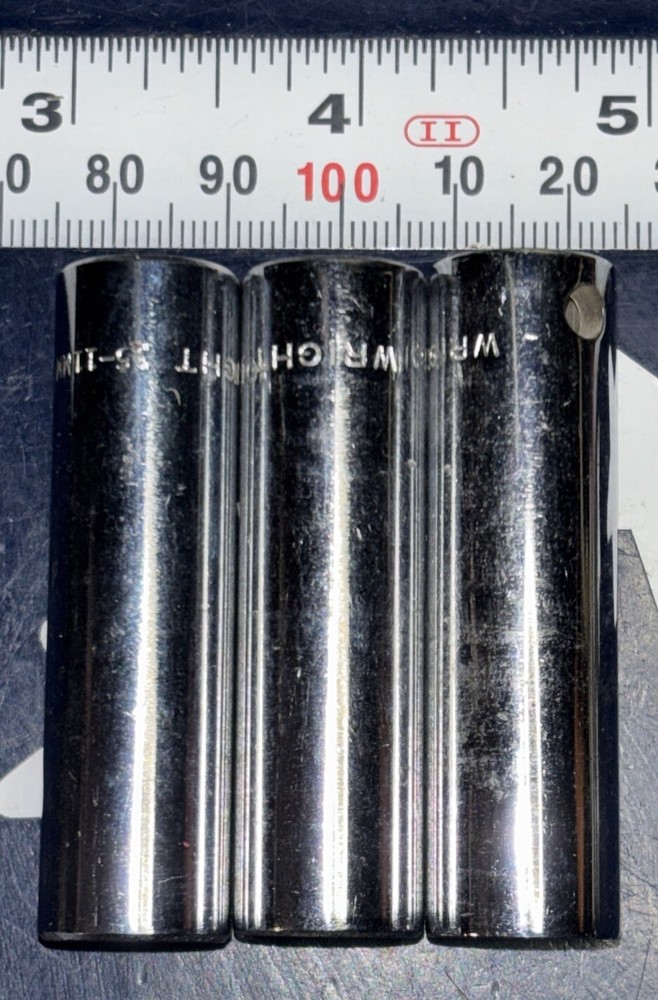 Three Wright Tool 11mm 6PT Deep Chrome Hand Socket 3/8” Drive M3511 35-11MM X3