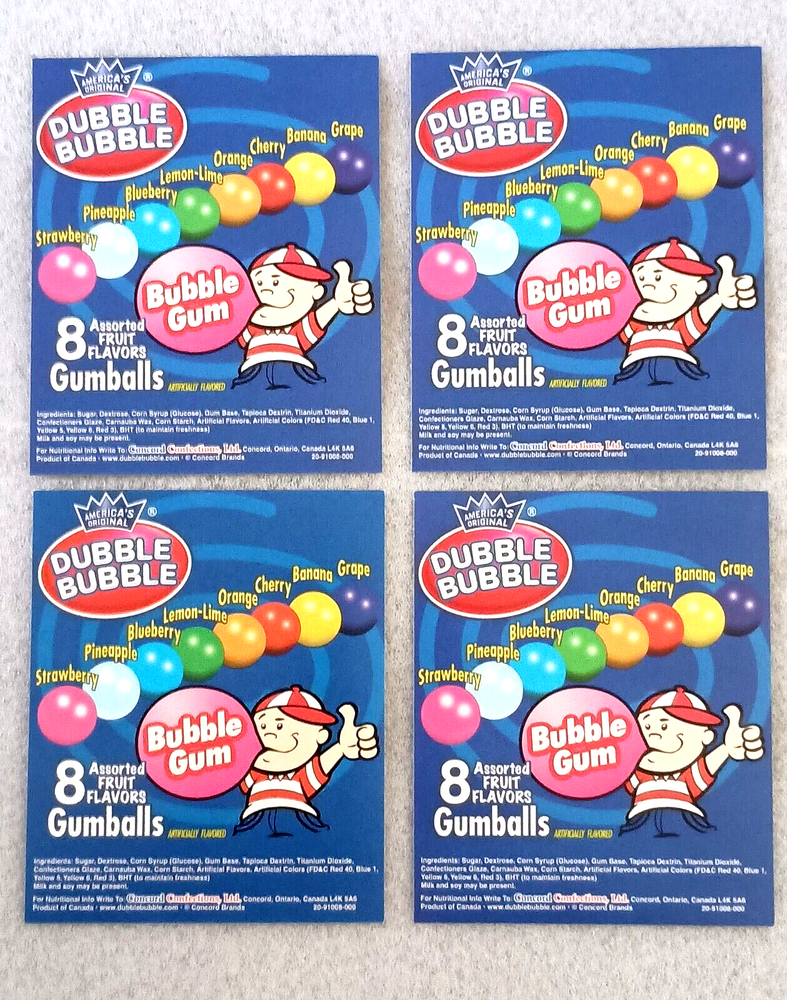 4 Dubble Bubble Candy Gumballs Machine Vending Display Card 2000s NOS NEW