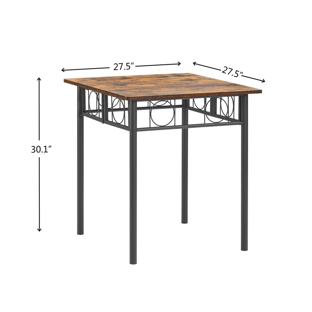 Dining Table Wood Square Table Home Kitchen Dining Room Table w/ Metal Frame