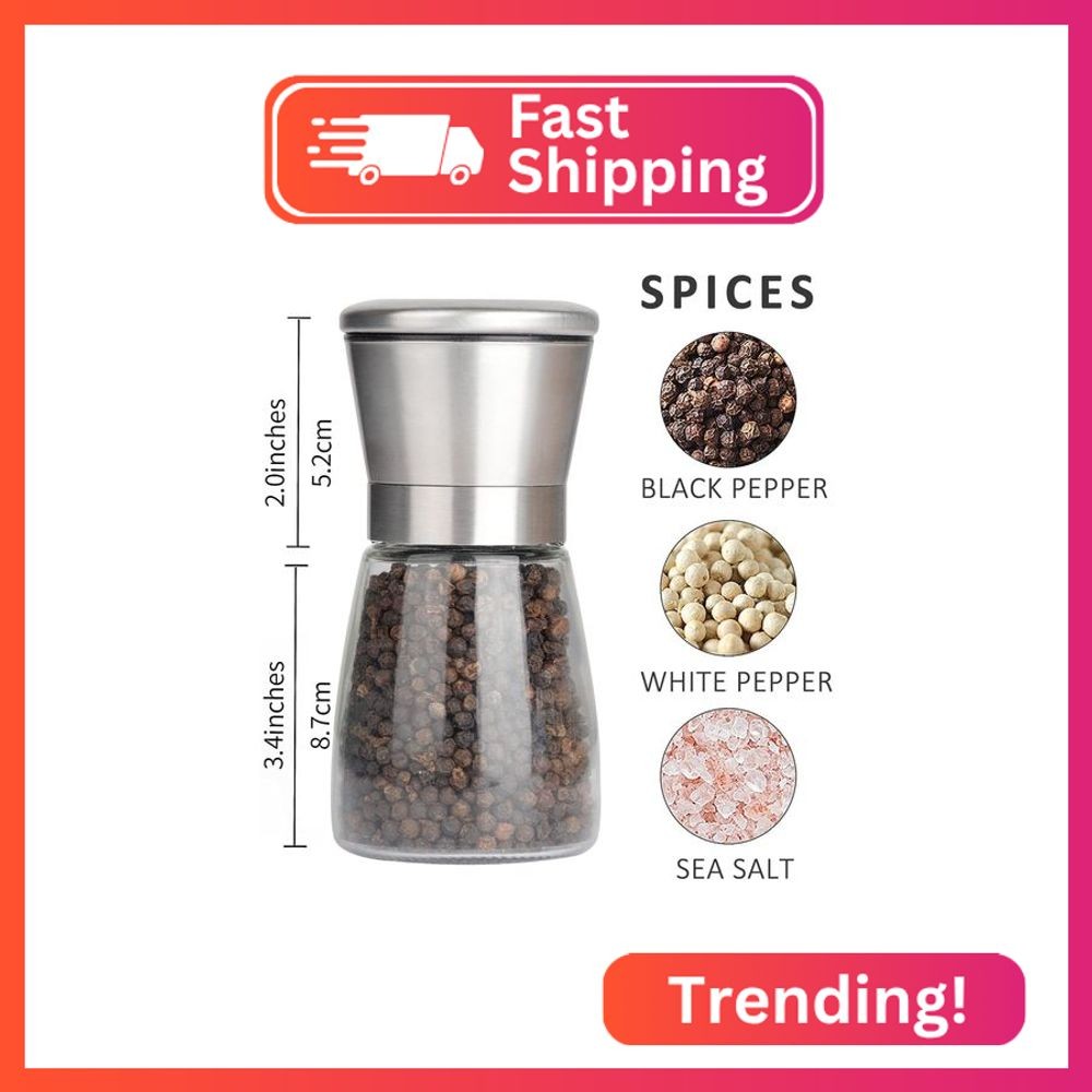 Gulex Pepper Grinder Pepper Mill, Salt Grinder Refillable,(Single Package) Adjus