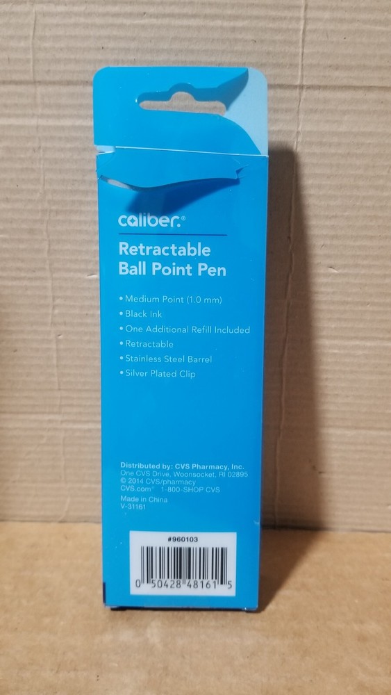 Caliber Retractable Medium Point Black ink BallPoint Pen & Refill, Damaged pack