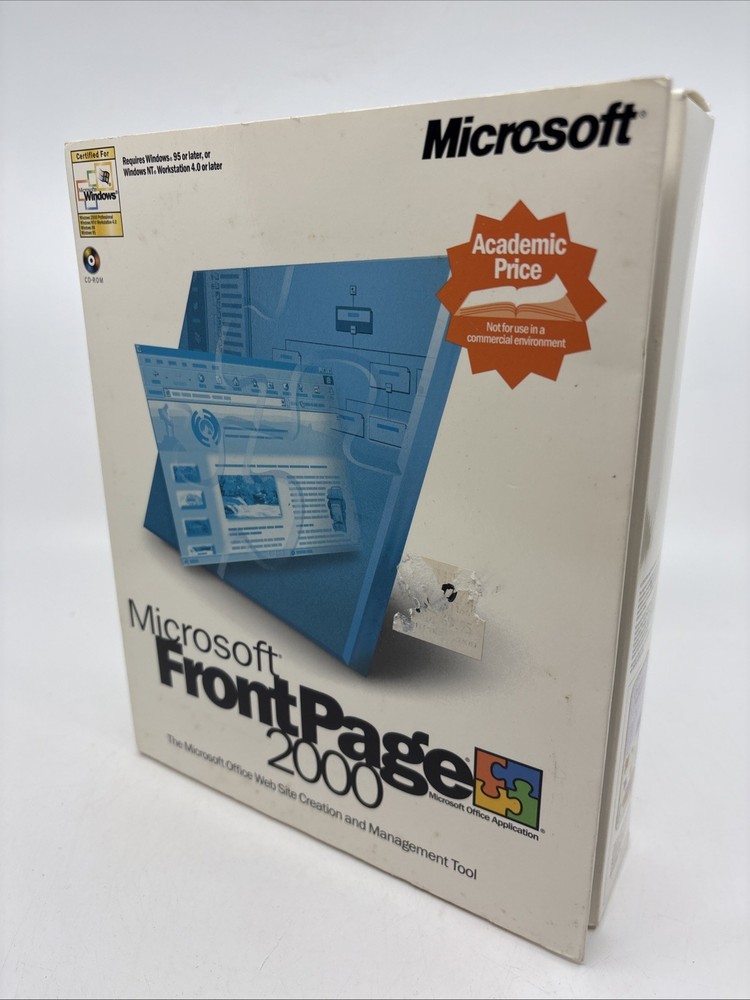 Microsoft FrontPage 2000 PC Windows Key- CIB- Complete In Box