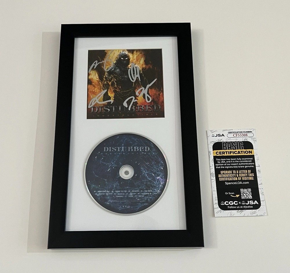 DISTURBED SIGNED FRAMED INDESTRUCTIBLE CD DAVID DRAIMAN +3 WITH JSA COA