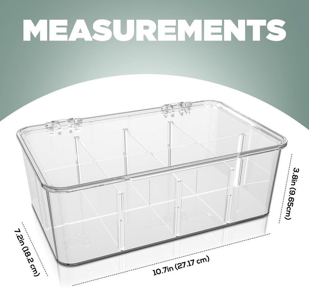 Tea Bag Organizer With Lids, 1 Pack Clear Pantry Storage Box Stackable Part...