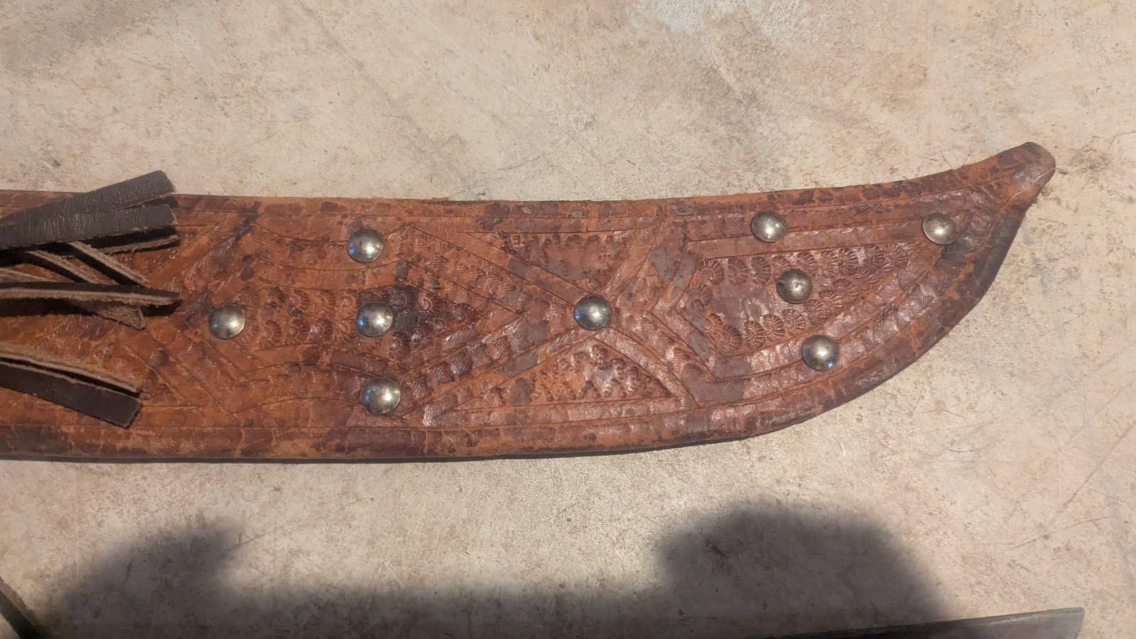 Vintage EL SALVADOR CORNETA Machete No 127 With Leather Scabbard 18" Blade