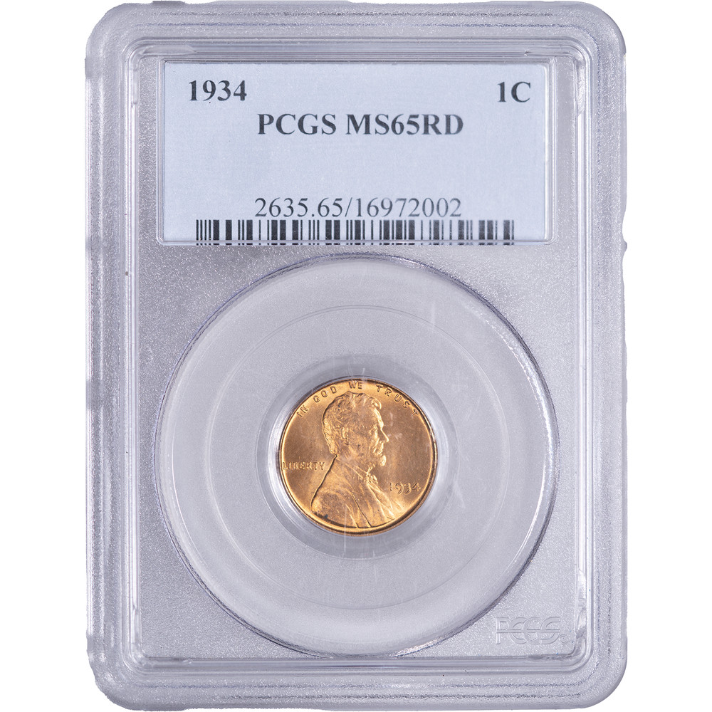 1934 1c Lincoln Wheat Cent ~ PCGS MS65RD