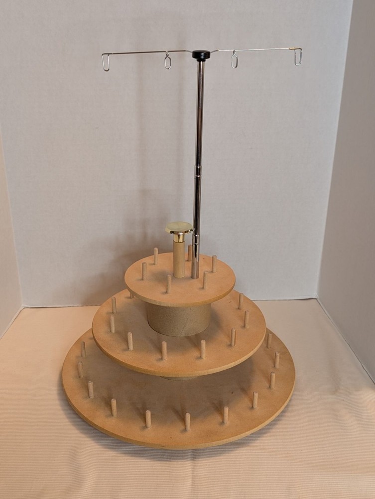 3-Tier MDF Board Sewing Spool & Thread Holder Metal Adjustable Stand For Thread