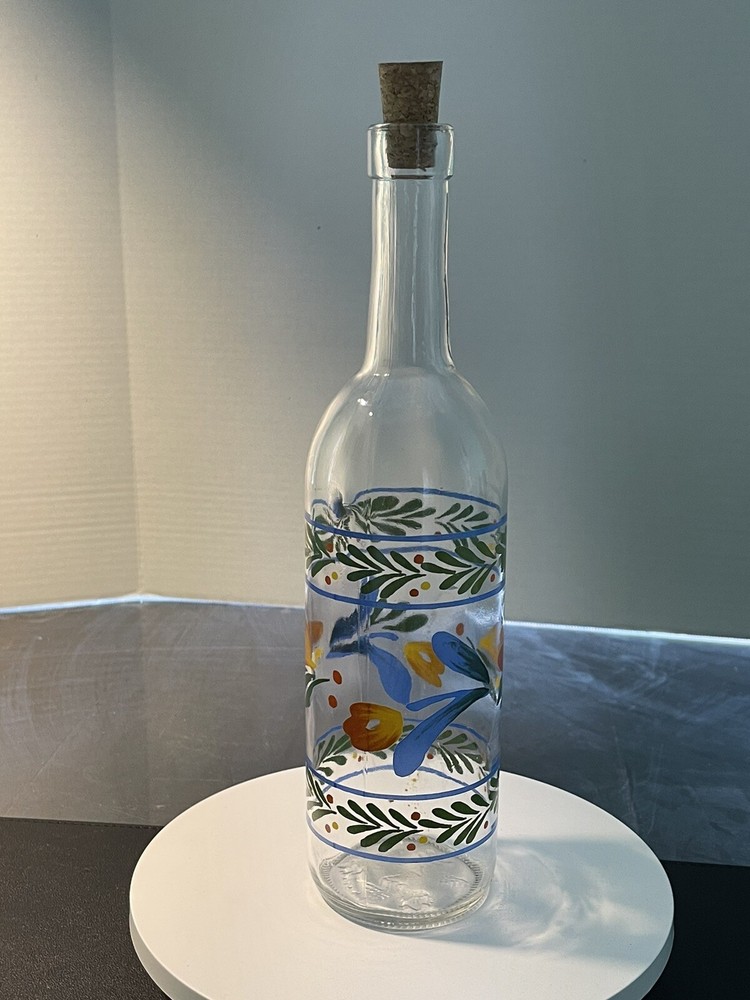 Canada Vintage MCM Handpainted Wine Bottle