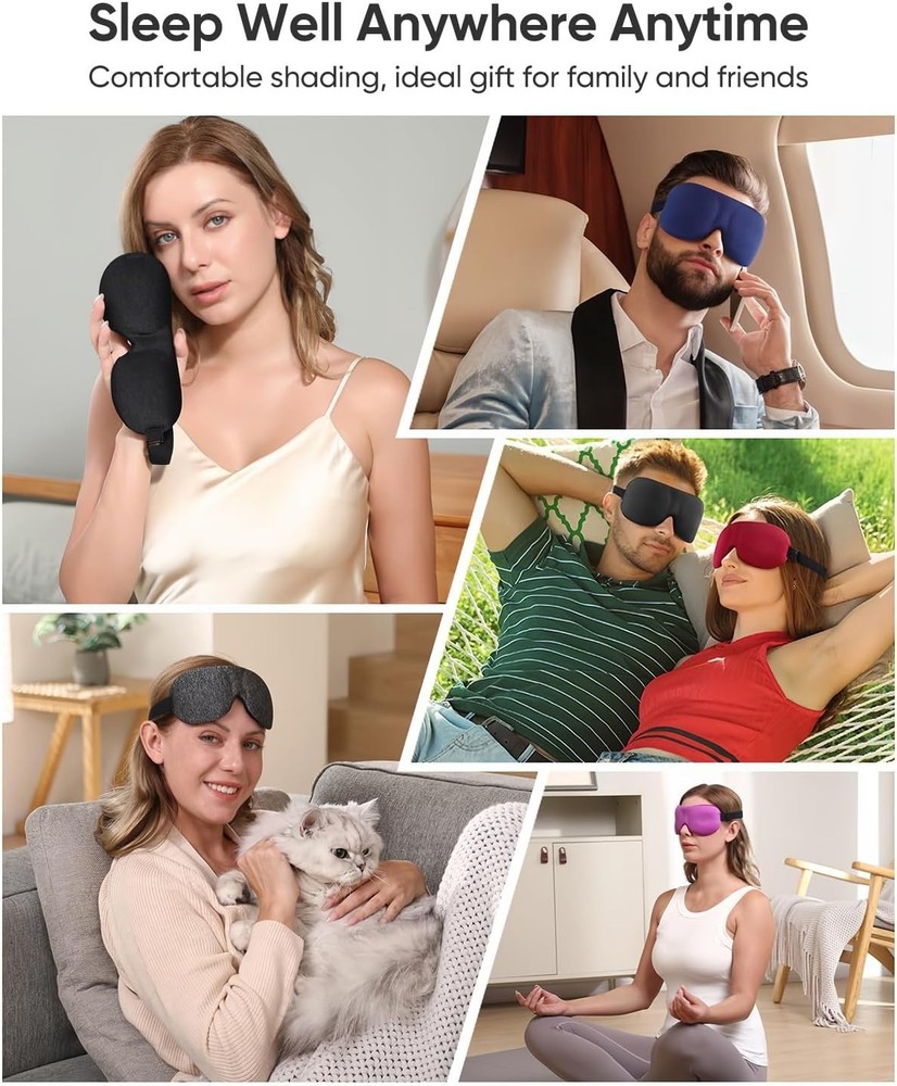 Perfect Sleeping Solution: 3-Pack Adjustable 3D Eye Masks for Complete Darkness
