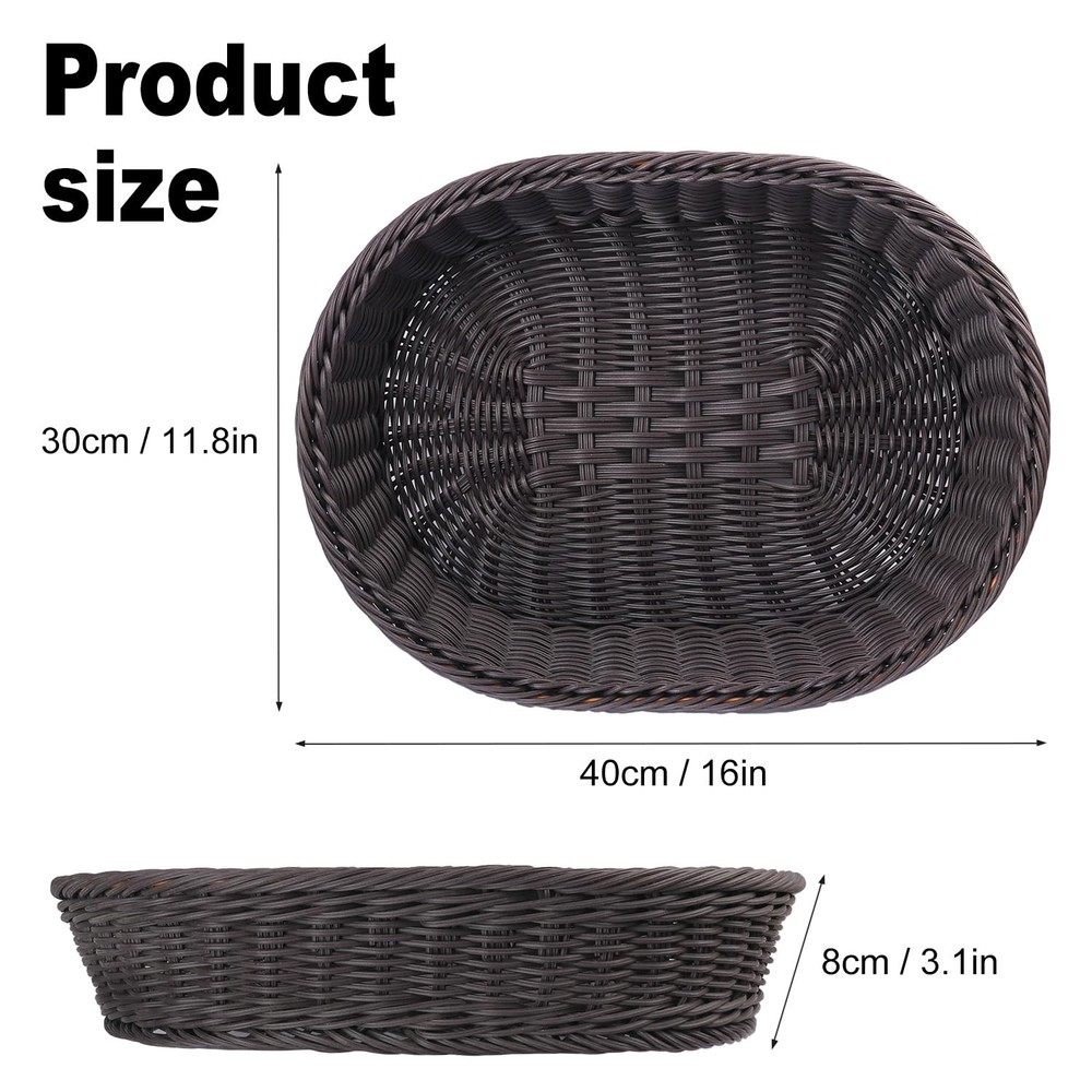 4 Pack 15.7 Inch Oval Poly Wicker Baskets, Plastic Oval Wicker Baskets, Rusti...