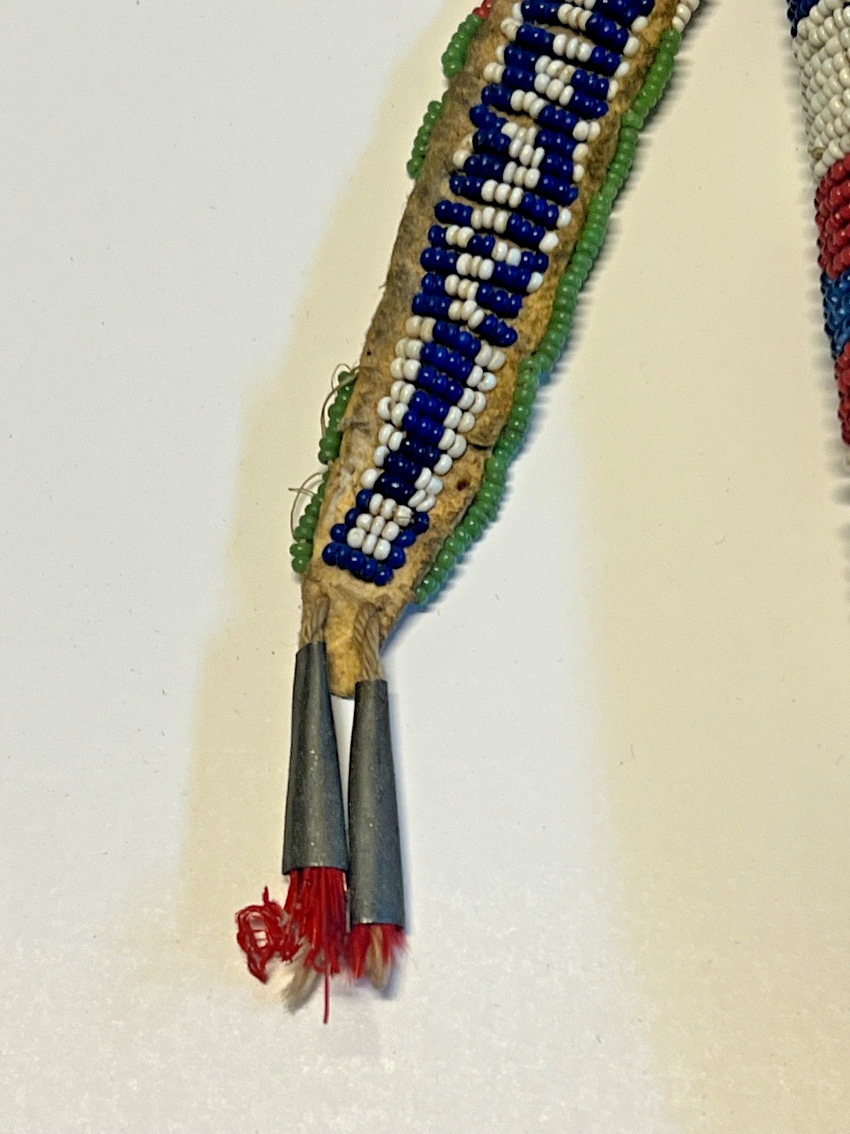 Antique Native American Indian Beaded Awl Case; Tinkle Cones; 1890's
