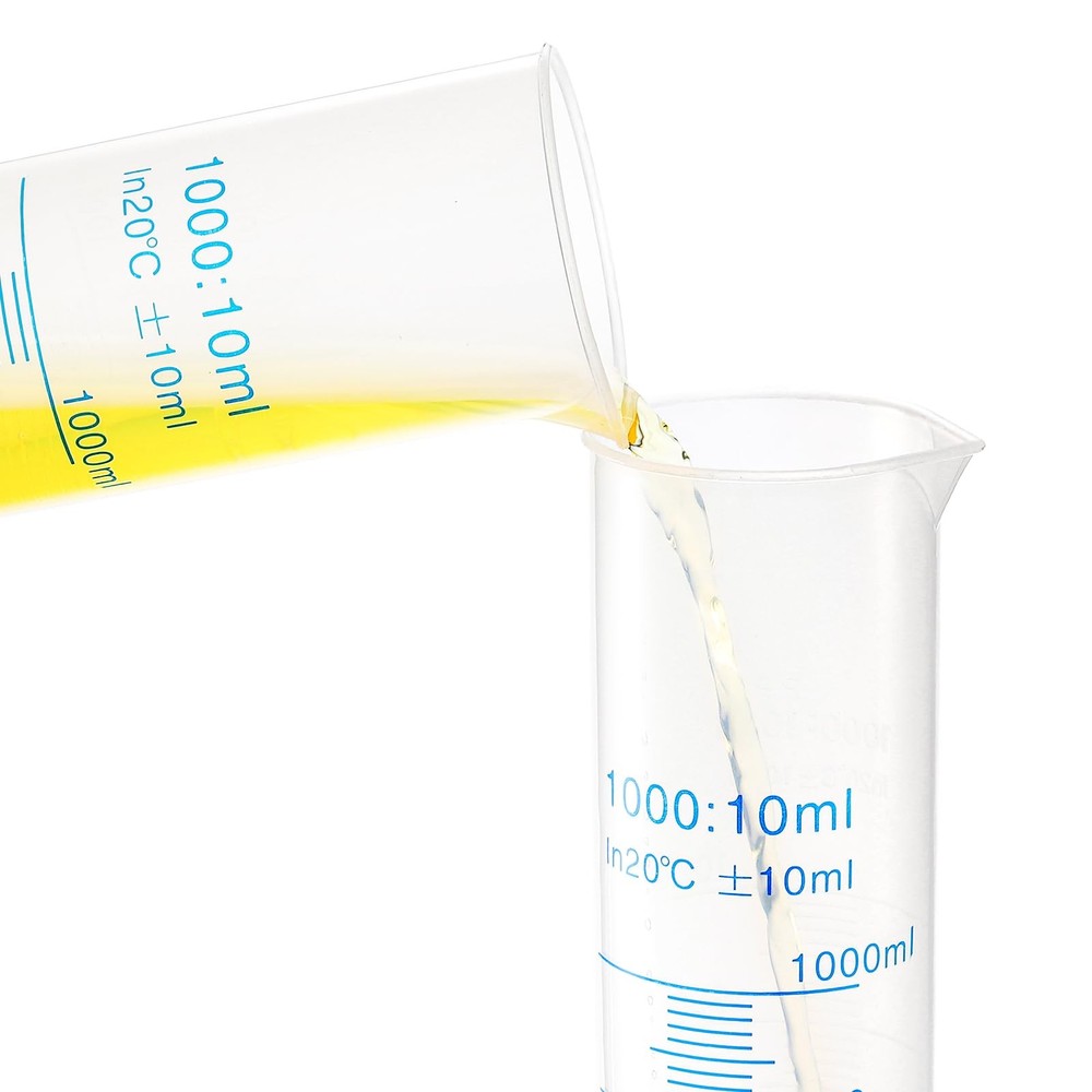 4 Pack 1000ml Plastic Graduated Cylinder with Stable Base, Plastic Measuring ...