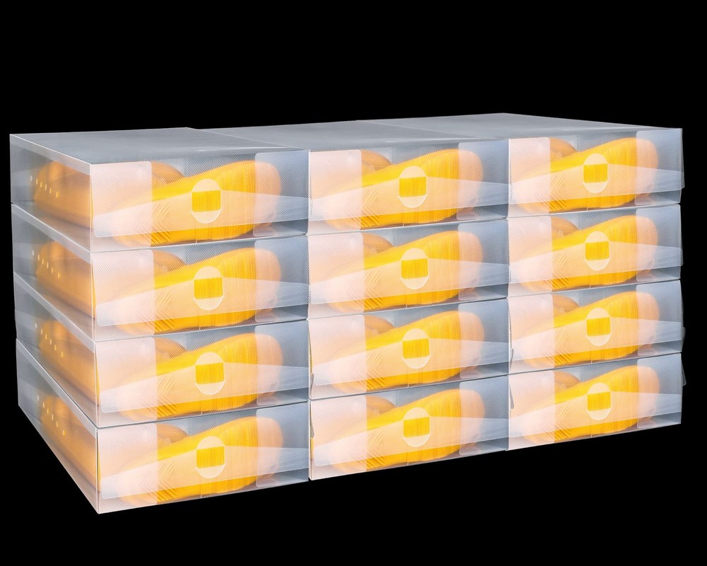 12 Pcs Boot Box Clear Plastic Stackable Shoe Storage Organizer Foldable Heavy...