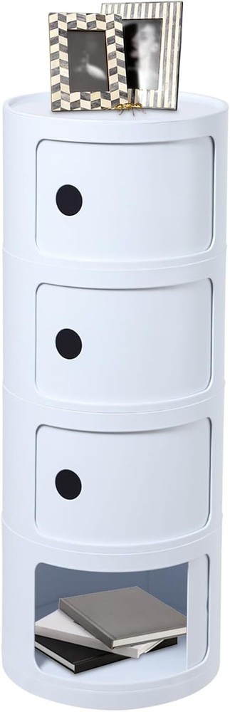 Round Nightstand,Multifunctional End Table Storage Cabinet