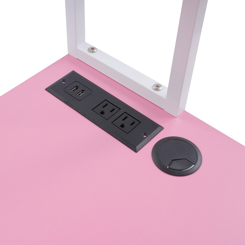 Triangular Corner Computer Desk with Power Outlets,29.5*29.5*60in Corner Table