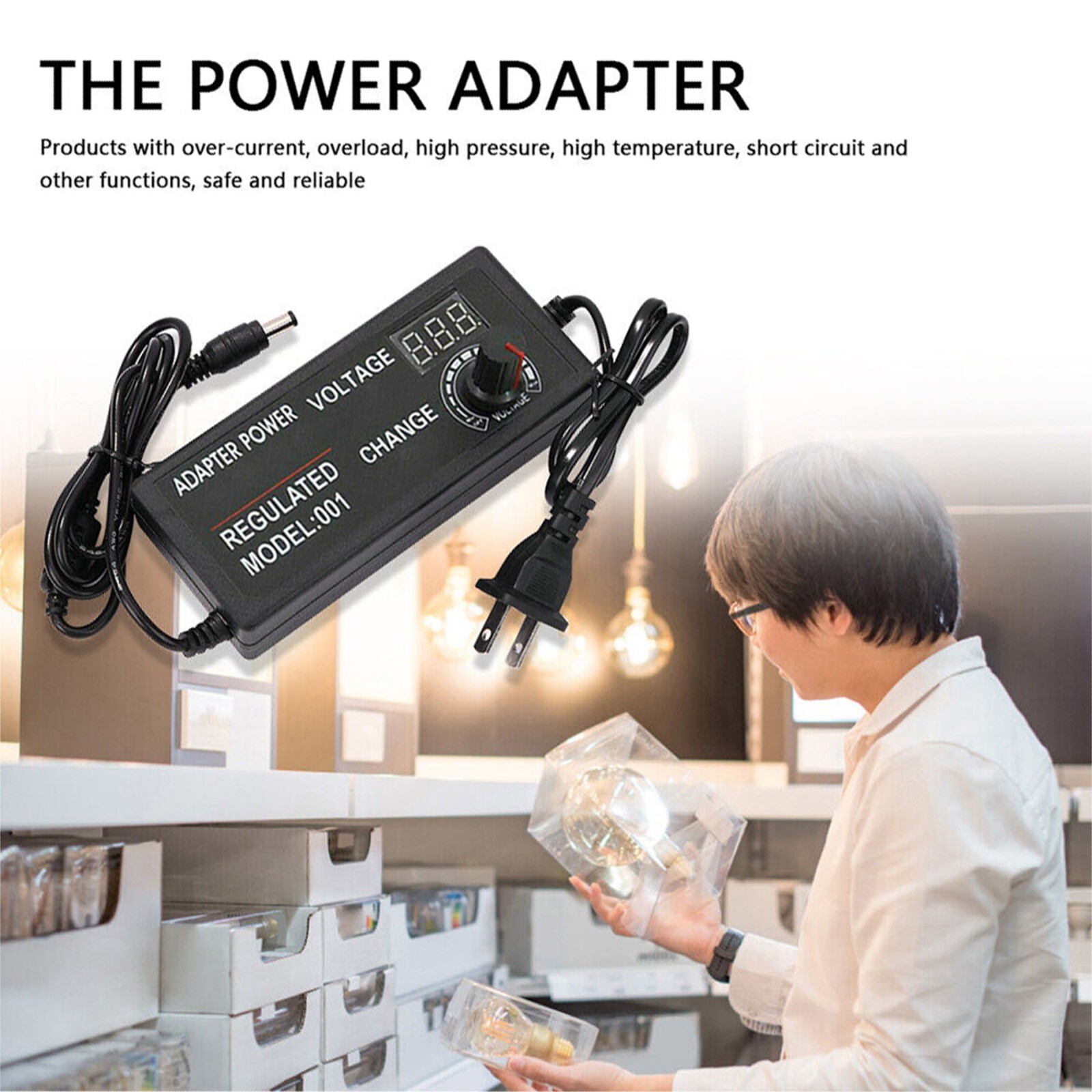 60W Power Supply Adjustable DC 3V-24V 12V Variable Universal AC DC Adapter