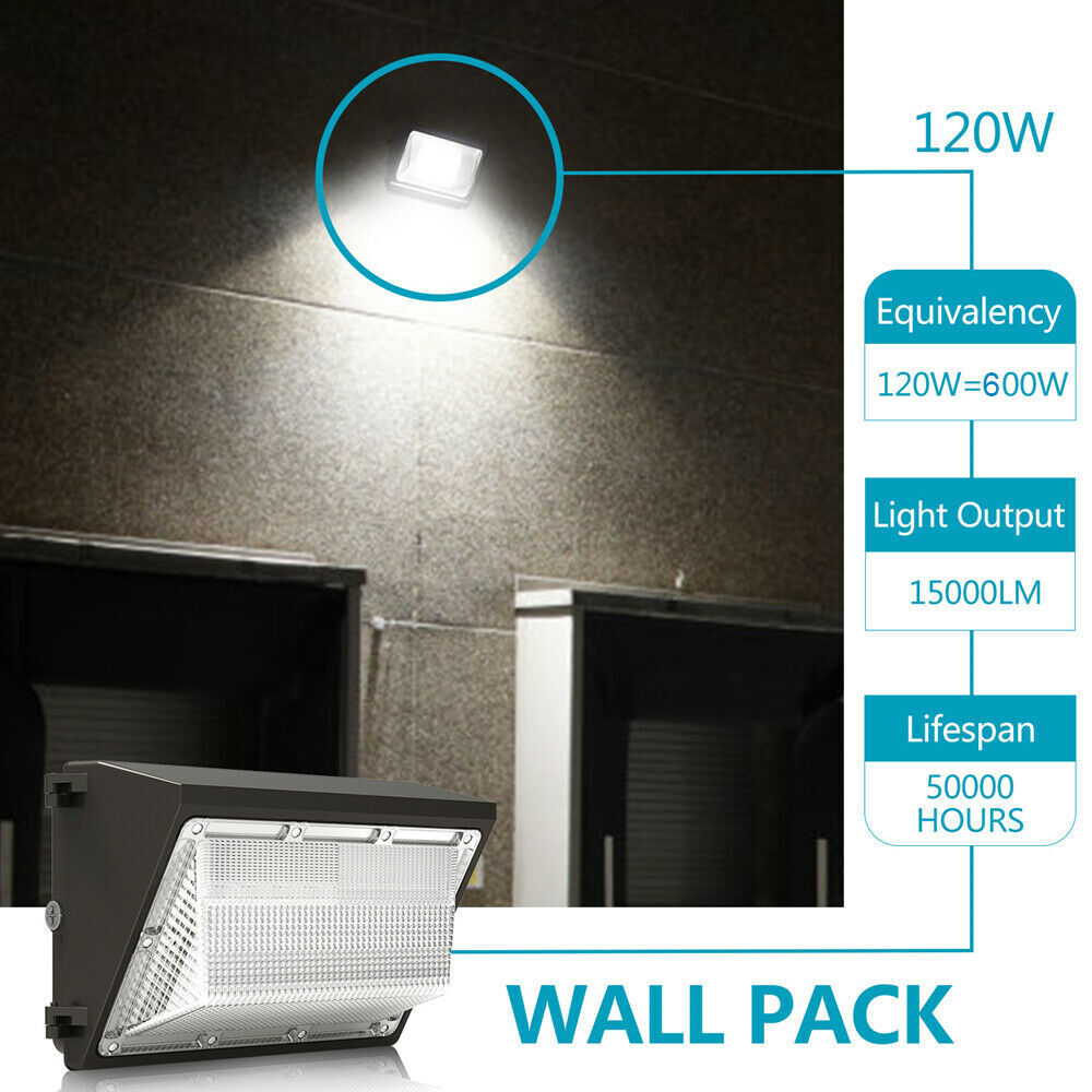 Commercial 120W LED Wall Pack Lamp Dust To Dawn Outdoor Area Security Lighting