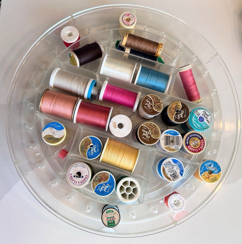 Sewing Thread Spool Organizer Storage Box & Contents