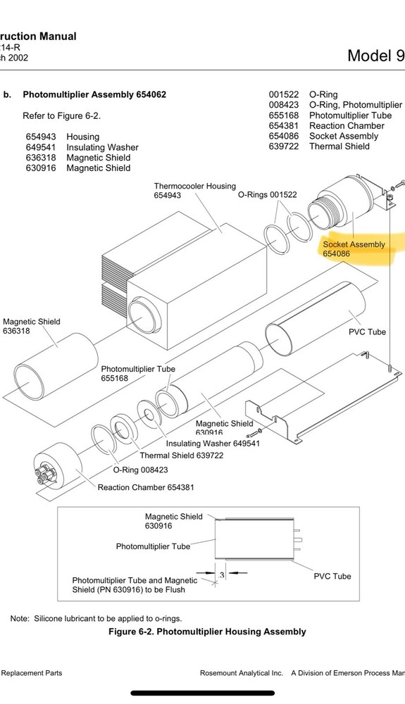 Socket Assembly PN 654086 Rosemount 951C NOx Analyzer