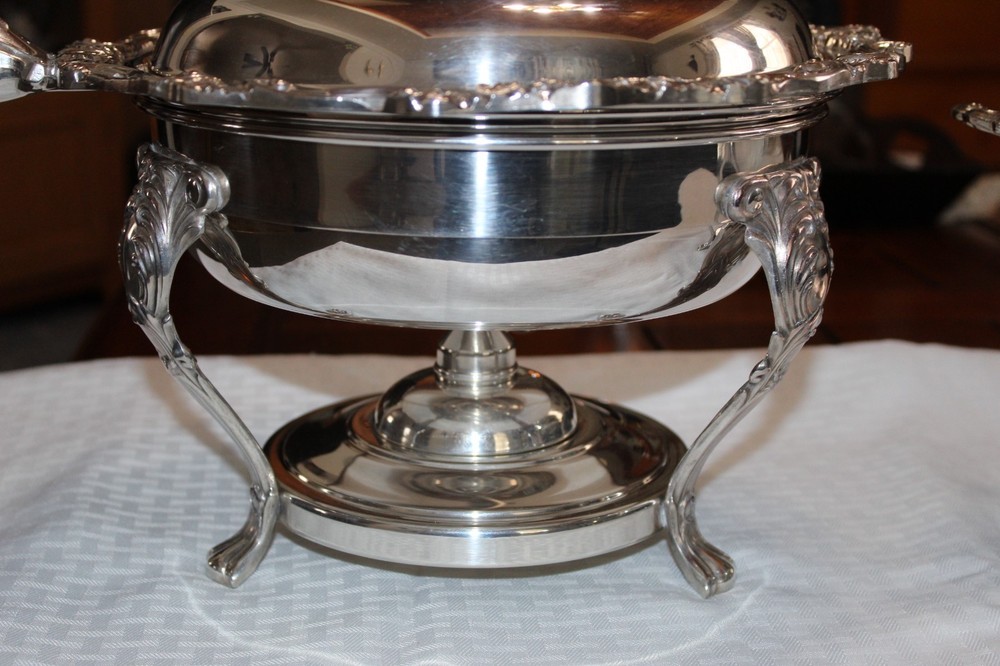 Two Ornate Silver Plate Chafing Dishes