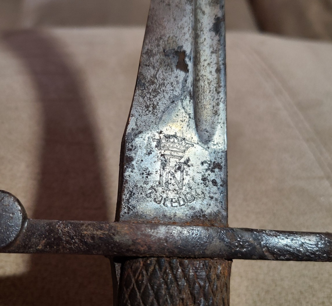 Toledo Spain WW1 WW2 Bolo Bayonet Complete But Rough For Restoration