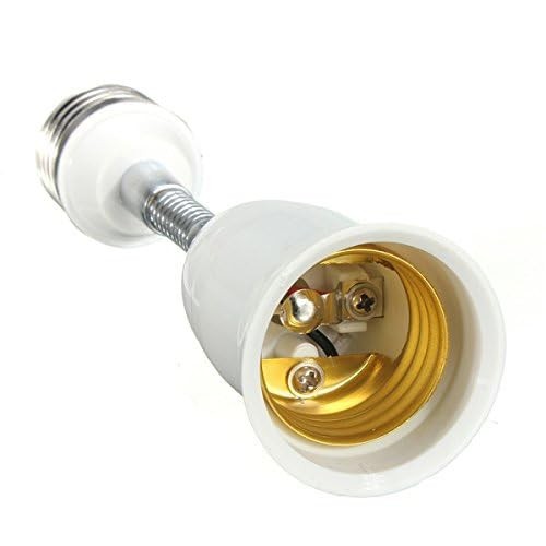 2 pack 8" Flexible Light Bulb Lamp Socket Adapter Extender 360° Adjustable E27