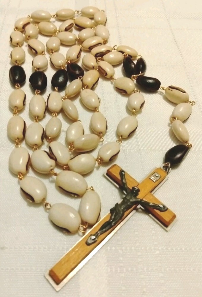 Vintage Blessed Rare Large White Seed Bead Rosary Italy Excellent Condition