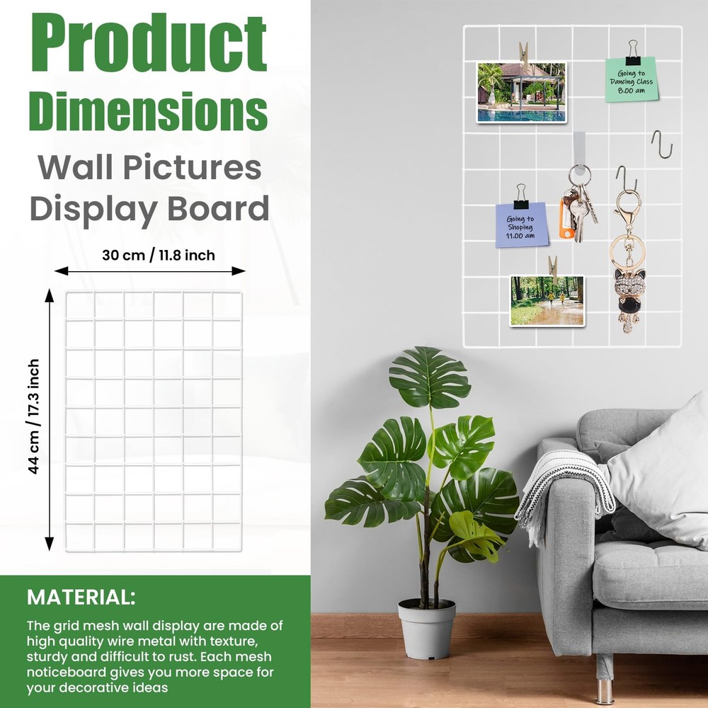 CIKLCIX Metal Grid Wall Panel White, Wire Photo Display 2 Pack, White