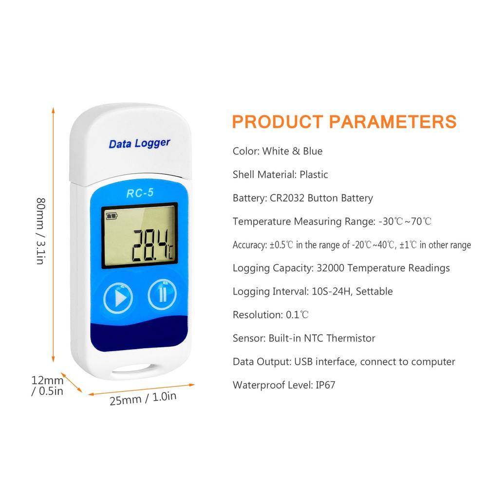 -5 Data Logger High Accuracy USB Data Recorder 32000 D4O2