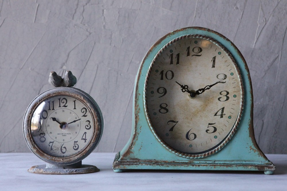 Grey Pewter Mantel Clock with Birds