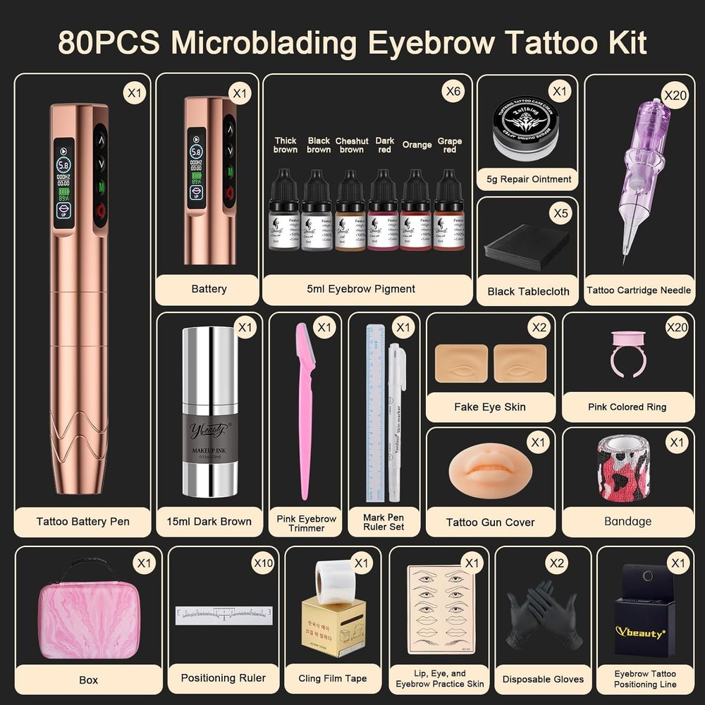 Microblading Kit - Professional Complete Wireless Tattoo Gun Rose Gold