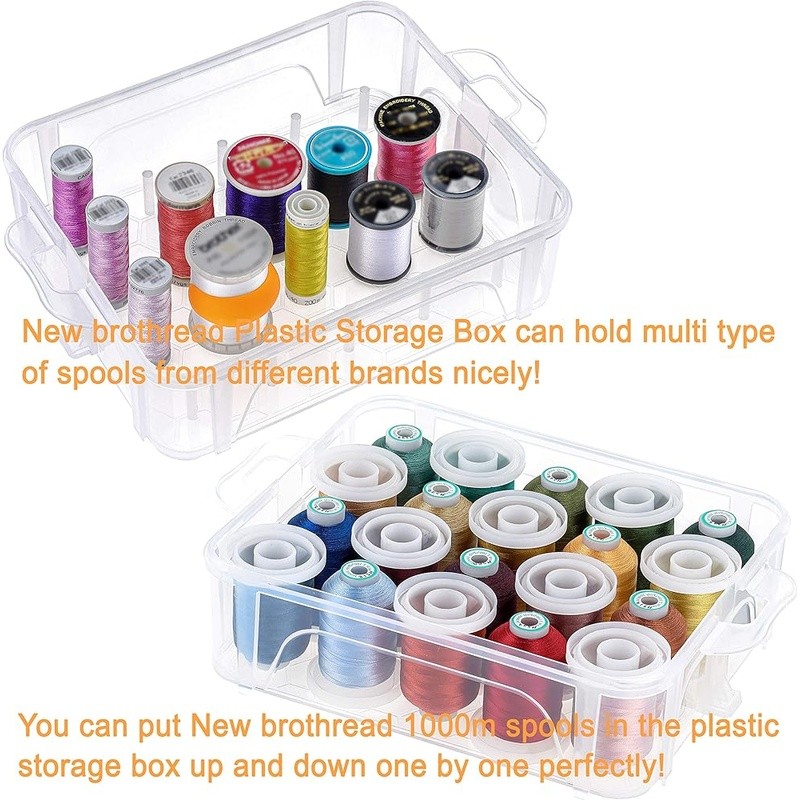 80 Spools Polyester Embroidery Thread W/ Clear Storage Box & Yarn Snips New