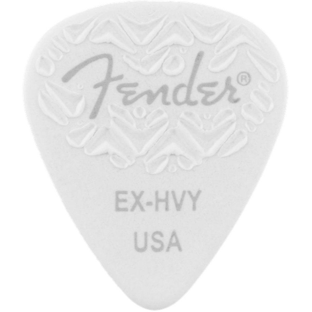 Fender 351 Shape Wavelength Celluloid Guitar Picks, Extra Heavy, White, 6-Pack