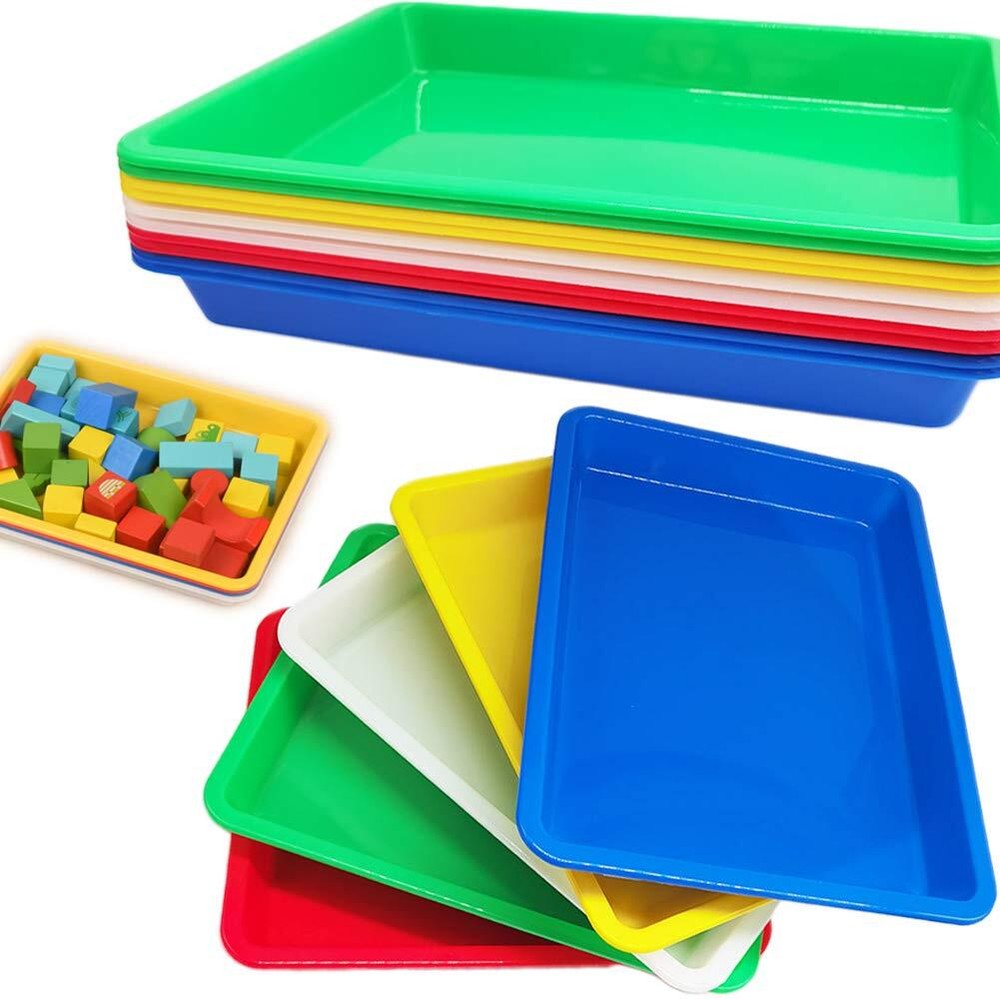 10 Pcs Plastic Art TraysMulticolor Activity Tray Organizer Serving Tray for C...