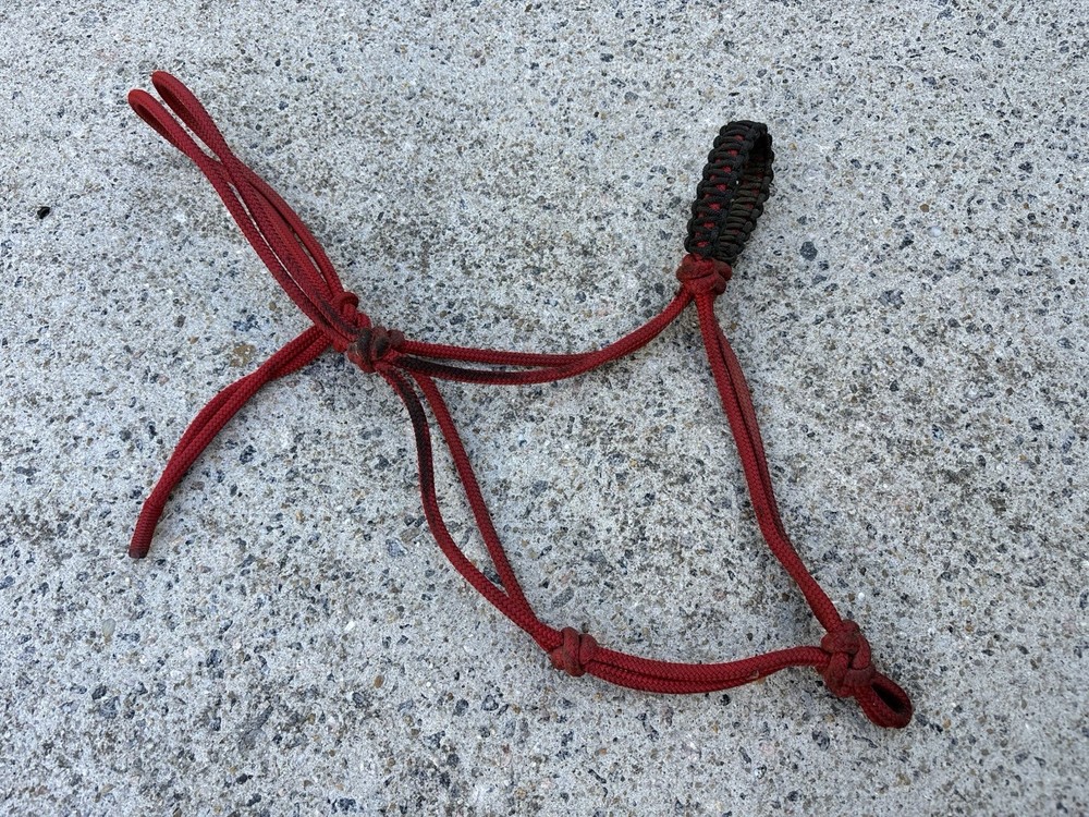 USED/DIRTY Red/Black Horse Rope Halter