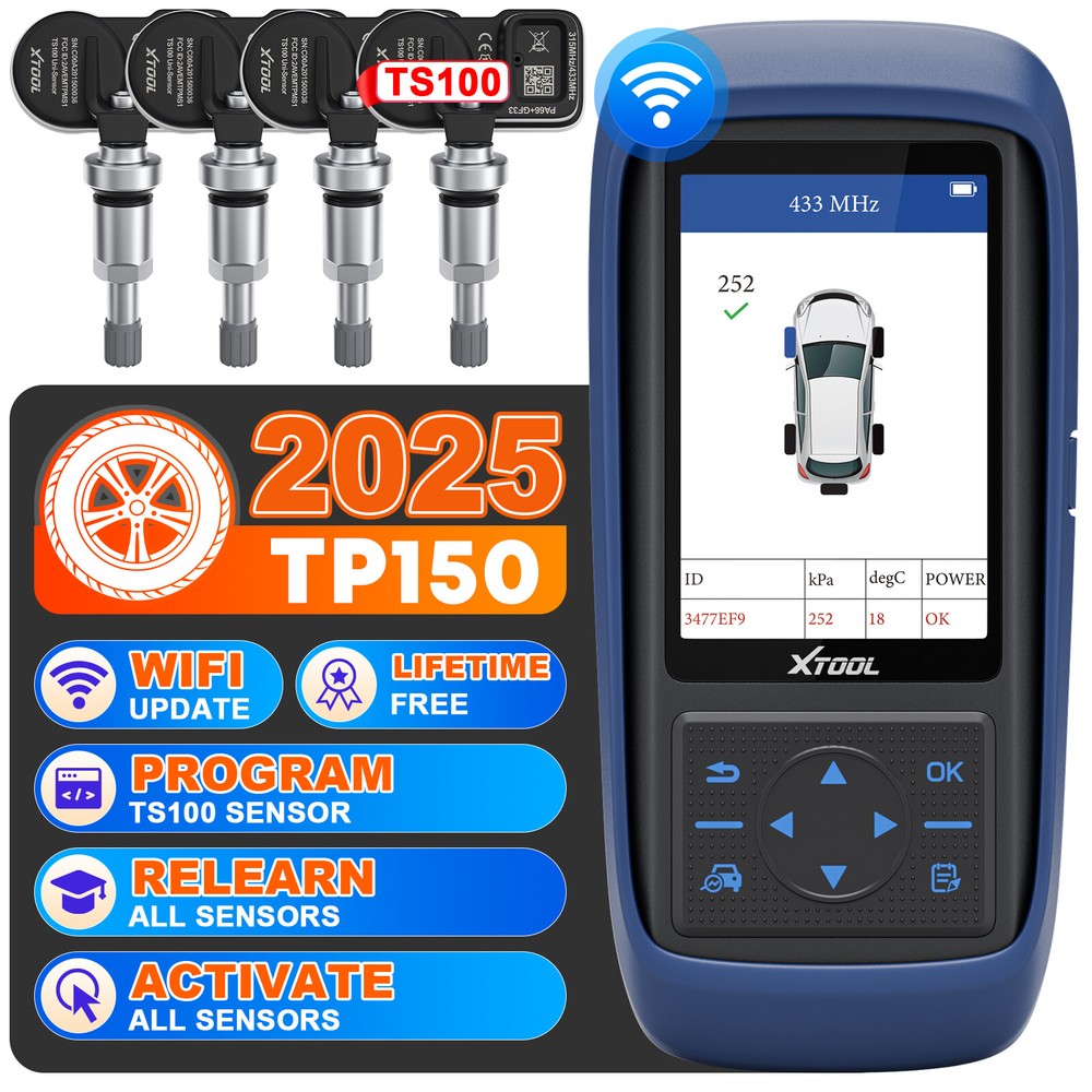 XTOOL TP150 TPMS Program TS100*4 Relearn Reset Activate Universal Tire Sensor