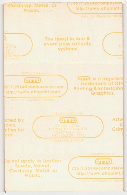 Vintage 2001 Neil Young Concert Backstage Pass