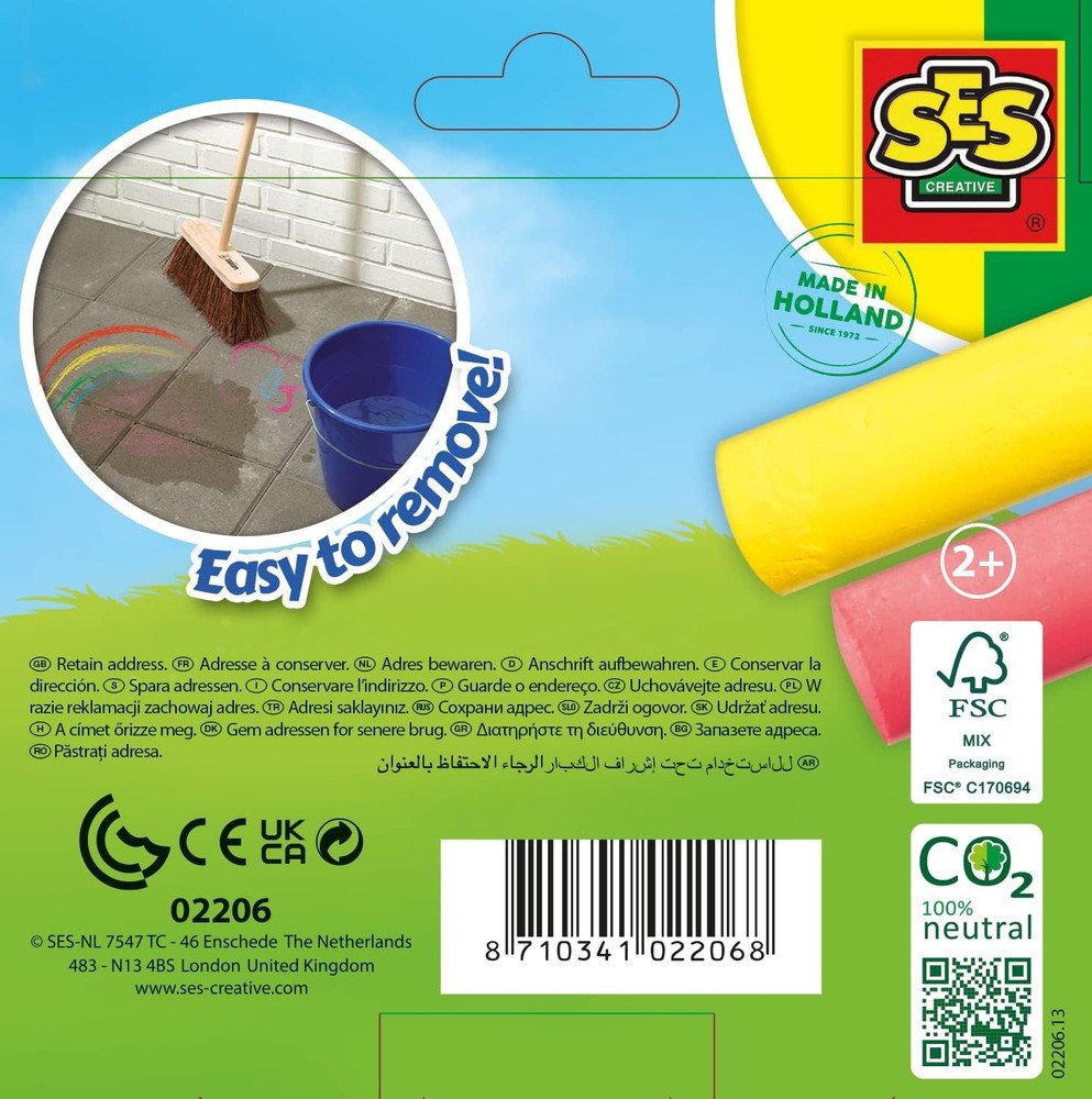 SES Creative 02206 Playground chalks 6 Pack, Mixed