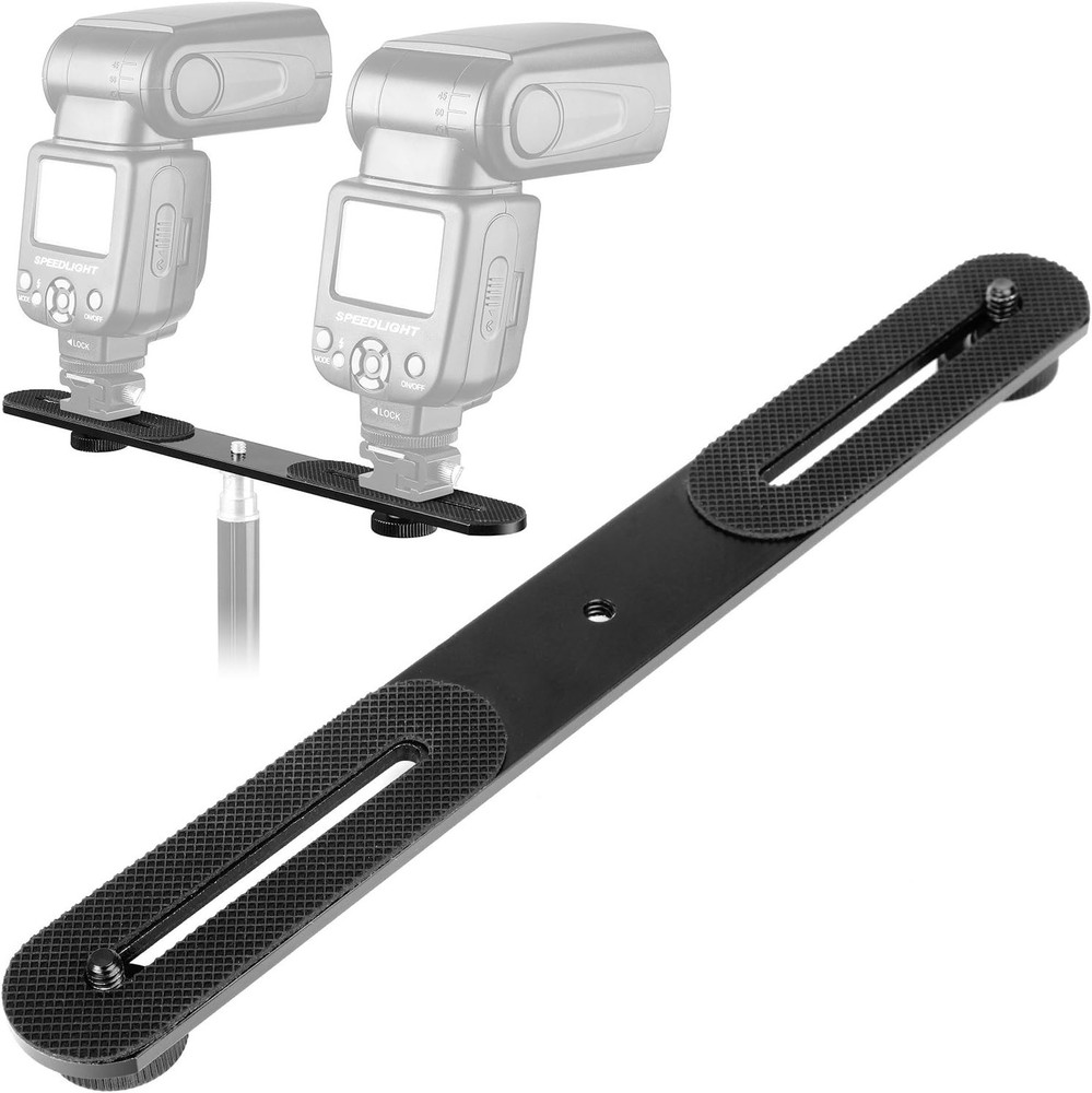 Versatile 10.6'' Dual Camera Flash Bracket with Adjustable Length