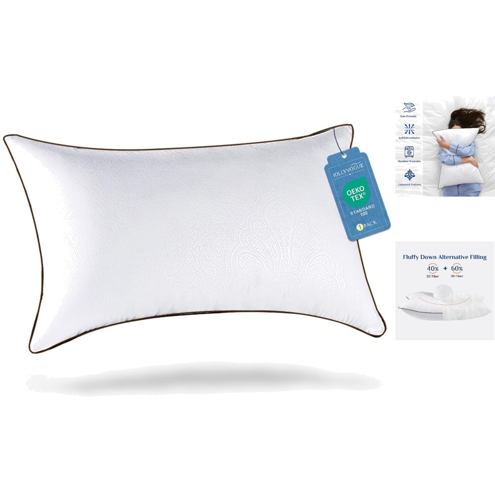 Queen Size Soft Support Pillow with Durable Microfiber Cover for Restful Sleep