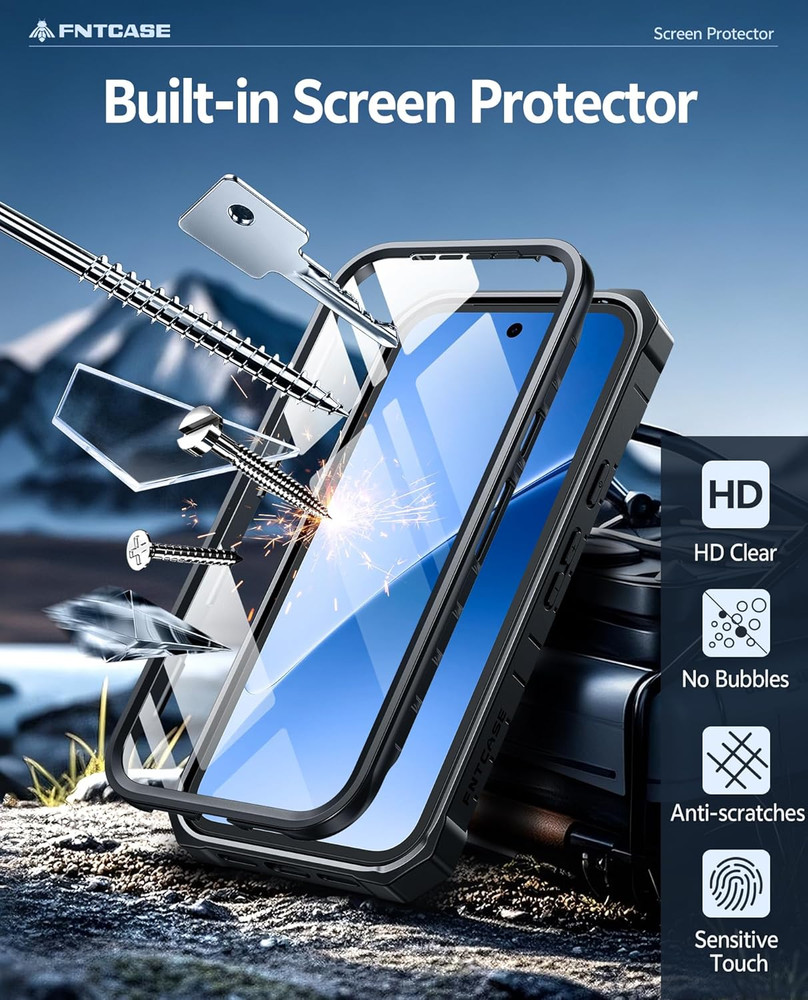 for Google Pixel 10A Case: with [Built-In Screen Protector & Kickstand] [Militar