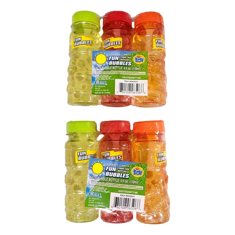 Multi Pack Kids Stuff 4 oz Bubble Bottles Super Bubble Solution 6 Pc Multi