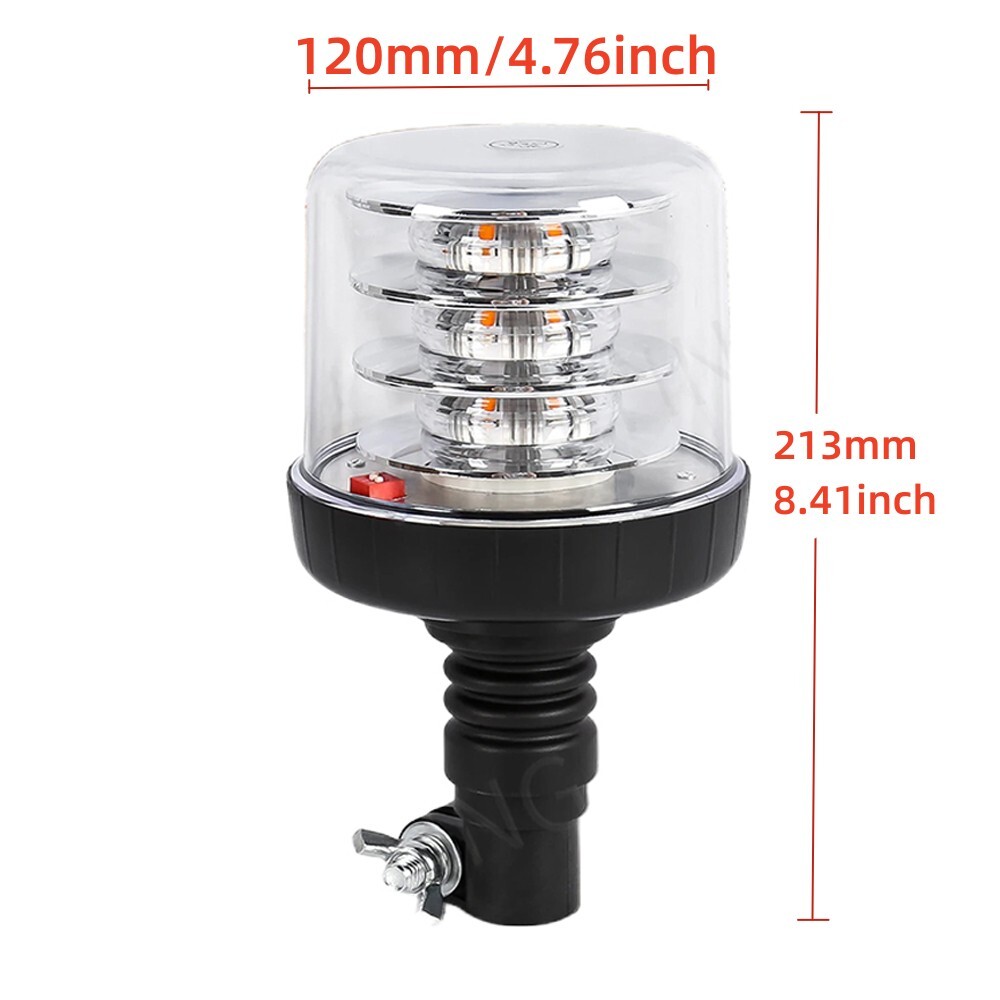 18 LED Rotating Flashing Beacon Flexible DIN Pole Mount Tractor Warning Light