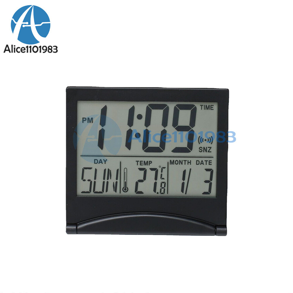 Digital Deck Clock Foldable Calendar Temperature Timer Alarm Clock LCD Display