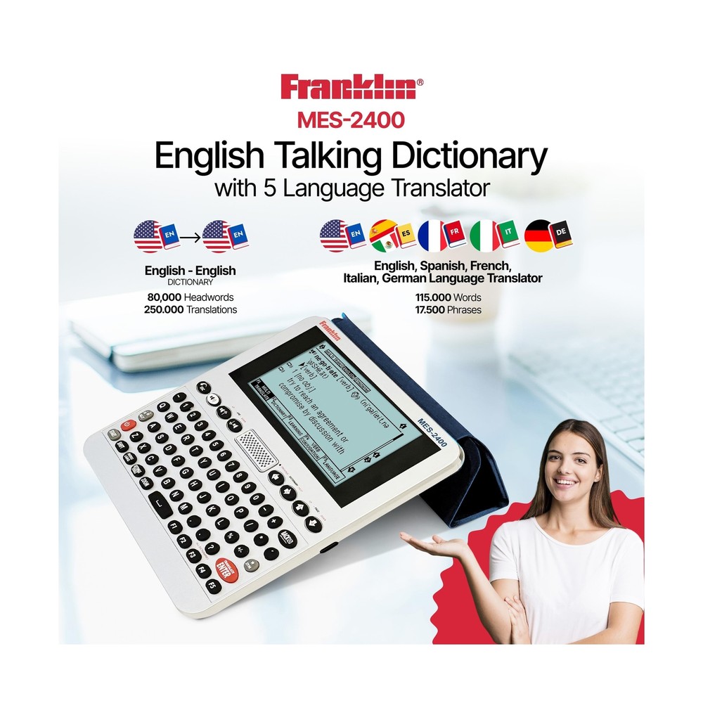 Franklin MES-2400 Digital Talking Dictionary, Multi-Language Translator, Talk...