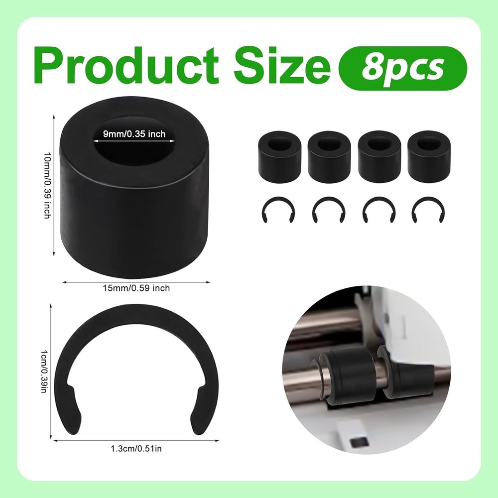 8pcs Rubber Roller Replacement Set with Clip Rings Compatible with Cutting Machi